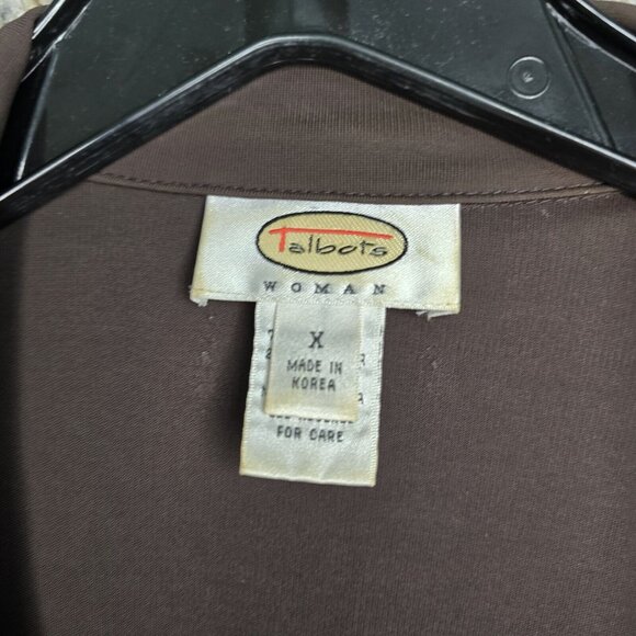 Talbots Cardigan Womens X US 14W Brown Collared Stretch Polyester Blend Ladies - Picture 6 of 7